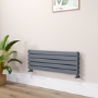 Riace Linea Dark Grey Anthracite Flat Designer Radiator 350x1000mm Double Panel 2068 BTU - Horizontal Bars