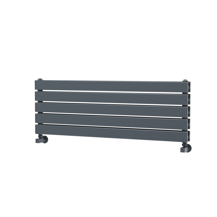 Riace Linea Dark Grey Anthracite Flat Designer Radiator 350x1000mm Double Panel 2068 BTU - Horizontal Bars