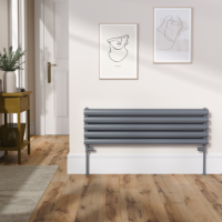 Sorrento Linea Dark Grey Anthracite Oval Designer Radiator 295x1000mm Double Panel 1846 BTU - Horizontal Bars