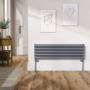 Sorrento Linea Dark Grey Anthracite Oval Designer Radiator 295x1000mm Double Panel 1846 BTU - Horizontal Bars