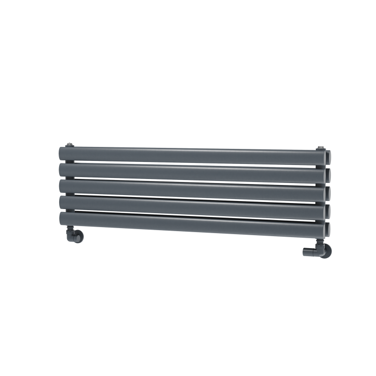 Sorrento Linea Dark Grey Anthracite Oval Designer Radiator 295x1000mm Double Panel 1846 BTU - Horizontal Bars