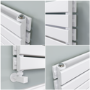 Riace Linea White Flat Designer Radiator 350x1000mm Double Panel 2068 BTU - Horizontal Bars