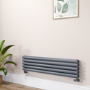 Sorrento Linea Dark Grey Anthracite Oval Designer Radiator 295x1200mm Double Panel 2177 BTU - Horizontal Bars
