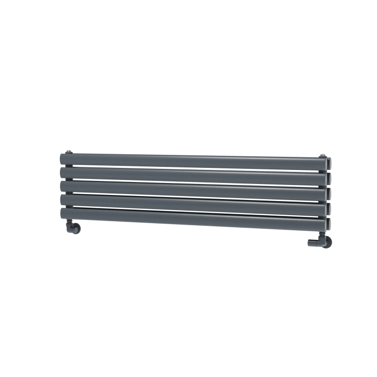 Sorrento Linea Dark Grey Anthracite Oval Designer Radiator 295x1200mm Double Panel 2177 BTU - Horizontal Bars