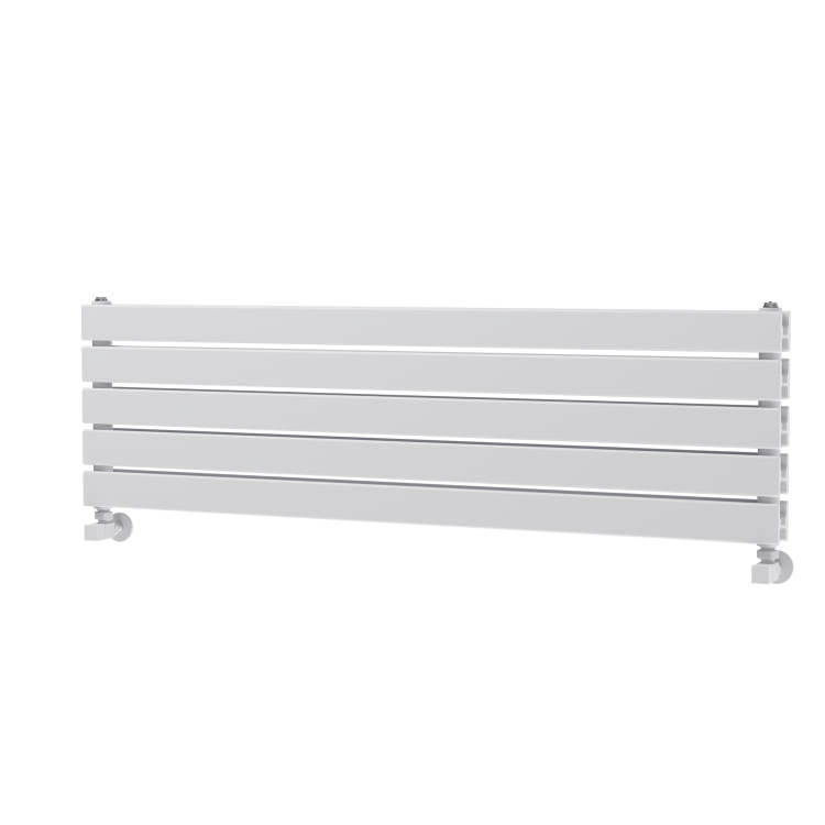 GRADE A1 - Riace Linea White Flat Designer Radiator 350x1200mm Double Panel 2437 BTU - Horizontal Bars