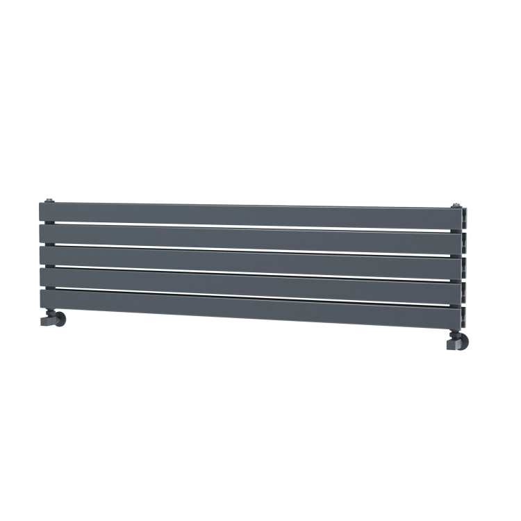 Riace Linea Dark Grey Anthracite Flat Designer Radiator 350x1400mm Double Panel 2792 BTU - Horizontal Bars