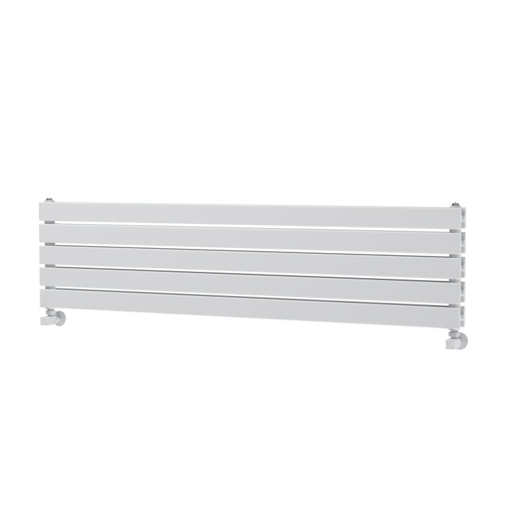 Riace Linea White Flat Designer Radiator 350x1400mm Double Panel 2792 BTU - Horizontal Bars