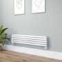 Sorrento Linea White Oval Designer Radiator 295x1400mm Double Panel 2509 BTU - Horizontal Bars
