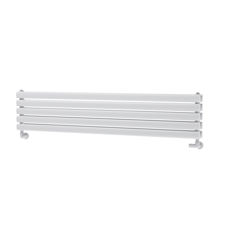 Sorrento Linea White Oval Designer Radiator 295x1400mm Double Panel 2509 BTU - Horizontal Bars