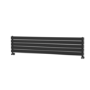 Riace Linea Midnight Black Flat Designer Radiator 350x1600mm Double Panel 3140 BTU - Horizontal Bars