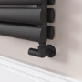 Sorrento Linea Midnight Black Oval Designer Radiator 295x1600mm Double Panel 2836 BTU - Horizontal Bars