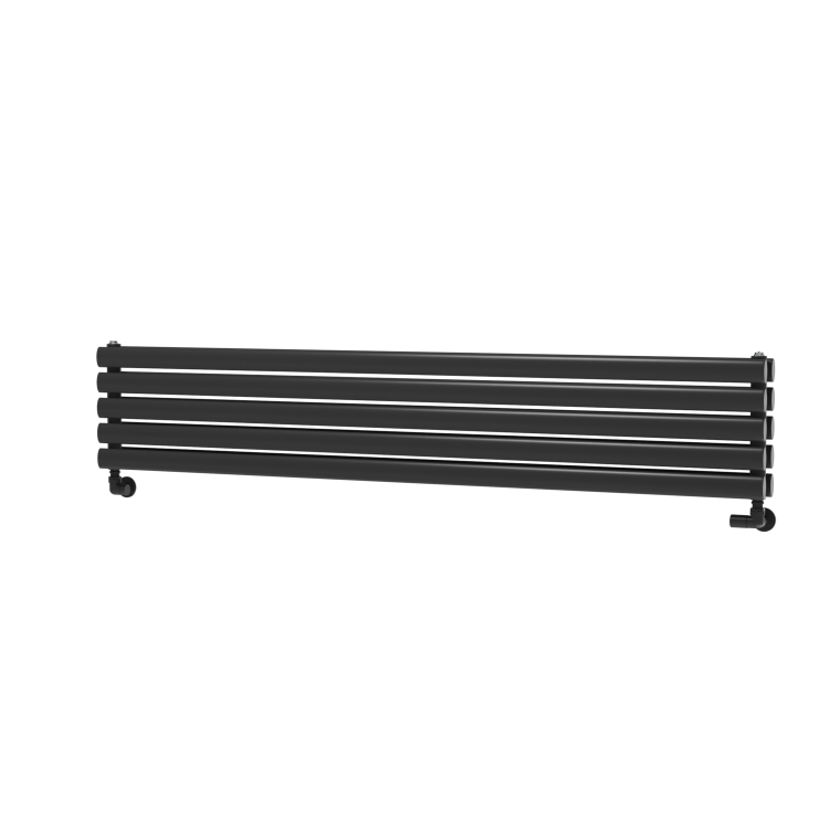 Sorrento Linea Midnight Black Oval Designer Radiator 295x1600mm Double Panel 2836 BTU - Horizontal Bars