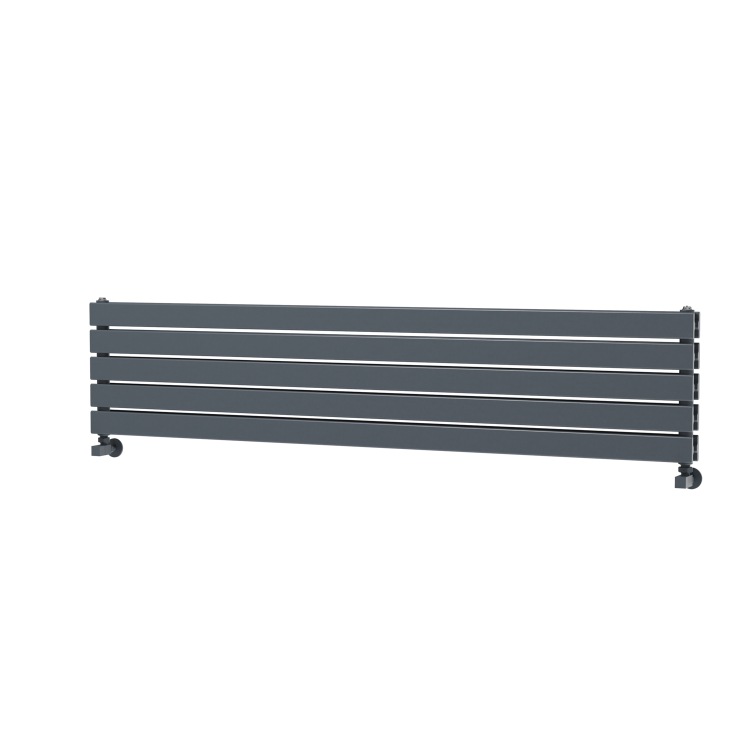 Riace Linea Dark Grey Anthracite Flat Designer Radiator 350x1600mm Double Panel 3140 BTU - Horizontal Bars