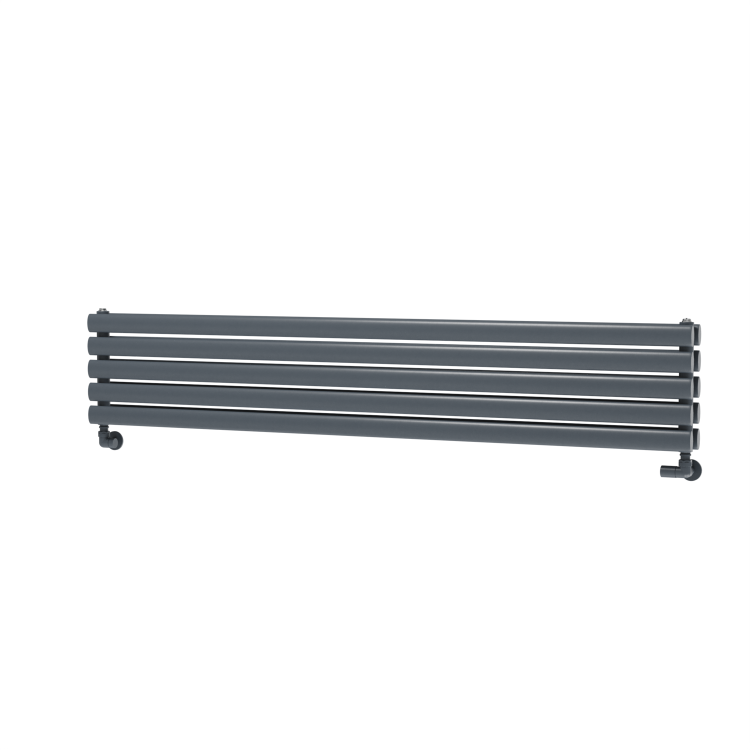 Sorrento Linea Dark Grey Anthracite Oval Designer Radiator 295x1600mm Double Panel 2836 BTU - Horizontal Bars
