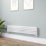 Sorrento Linea White Oval Designer Radiator 295x1600mm Double Panel 2836 BTU - Horizontal Bars