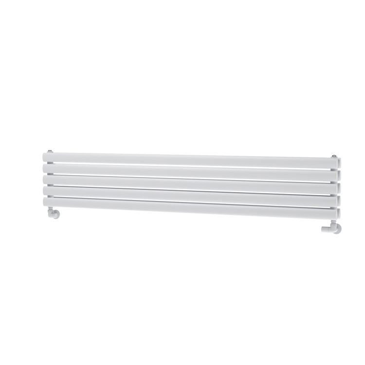 Sorrento Linea White Oval Designer Radiator 295x1600mm Double Panel 2836 BTU - Horizontal Bars