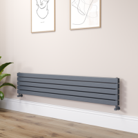 Riace Dark Grey Anthracite Flat Designer Radiator 350x1800mm Double Panel 3474 BTU