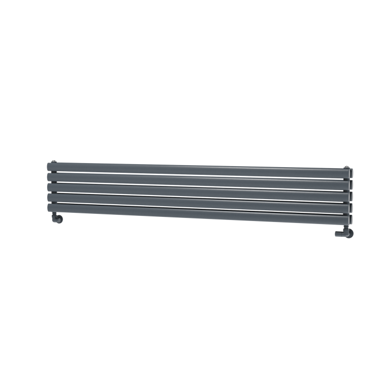 Sorrento Linea Dark Grey Anthracite Oval Designer Radiator 295x1800mm Double Panel 3171 BTU - Horizontal Bars