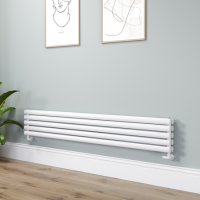 Sorrento Linea White Oval Designer Radiator 295x1800mm Double Panel 3171 BTU - Horizontal Bars