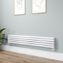 Sorrento Linea White Oval Designer Radiator 295x1800mm Double Panel 3171 BTU - Horizontal Bars