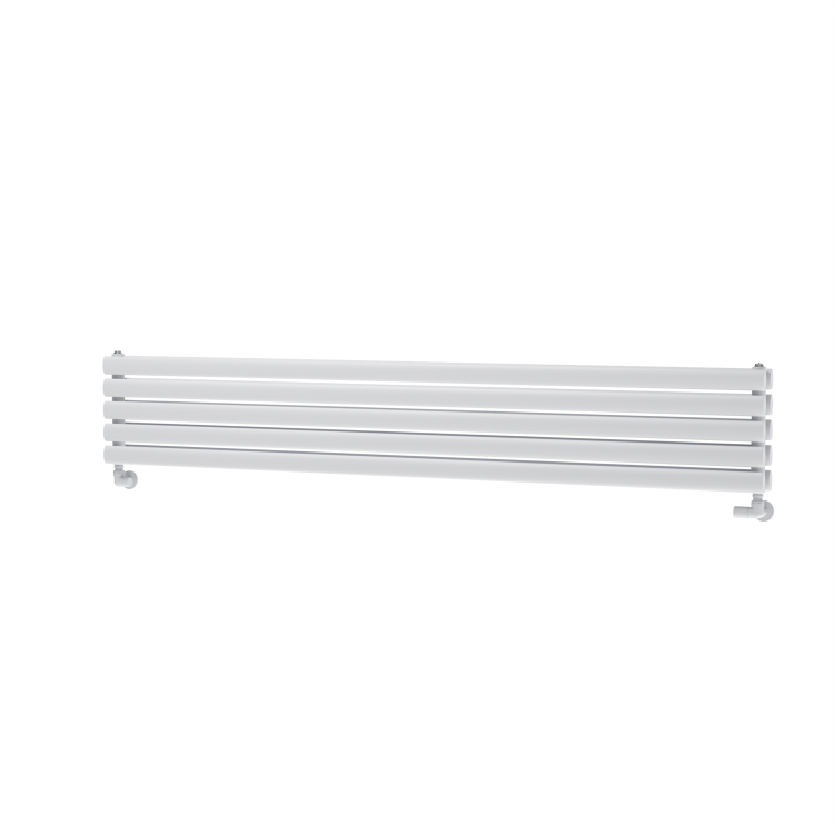 Sorrento Linea White Oval Designer Radiator 295x1800mm Double Panel 3171 BTU - Horizontal Bars