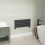 Riace Linea Midnight Black Flat Designer Radiator 350x800mm Double Panel 1693 BTU - Horizontal Bars