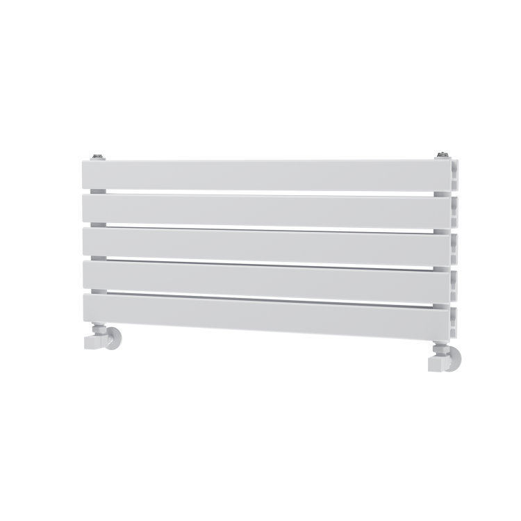 Riace Linea White Flat Designer Radiator 350x800mm Double Panel 1693 BTU - Horizontal Bars