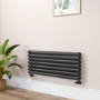 Sorrento Linea Midnight Black Oval Designer Radiator 413x1000mm Double Panel 2584 BTU - Horizontal Bars