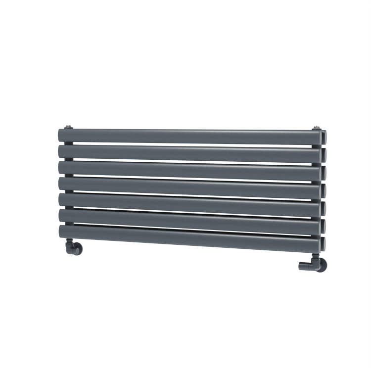 Sorrento Linea Dark Grey Anthracite Oval Designer Radiator 413x1000mm Double Panel 2584 BTU - Horizontal Bars