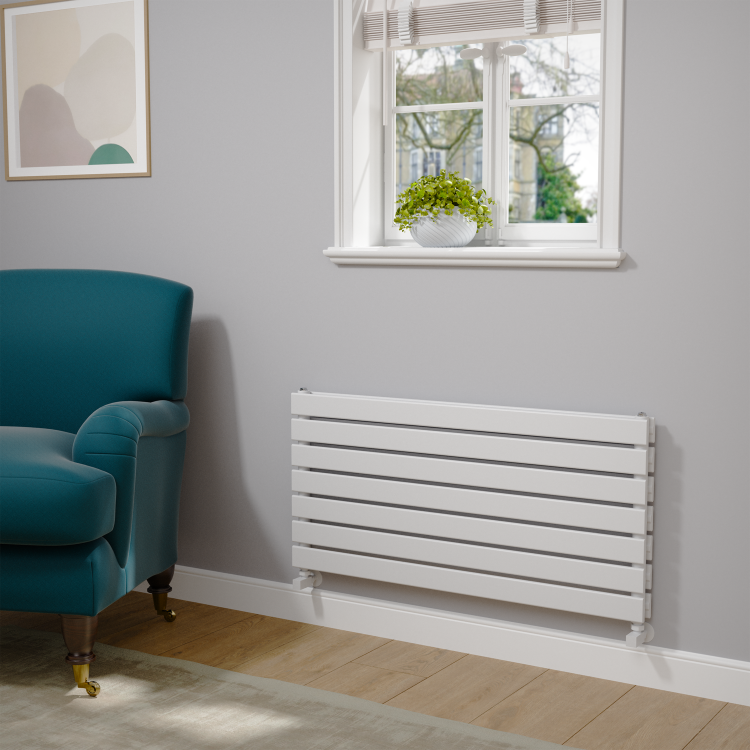 Riace White Flat Designer Radiator 490x1000mm Double Panel 2898 BTU