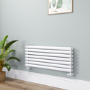 Sorrento Linea White Oval Designer Radiator 413x1000mm Double Panel 2584 BTU - Horizontal Bars