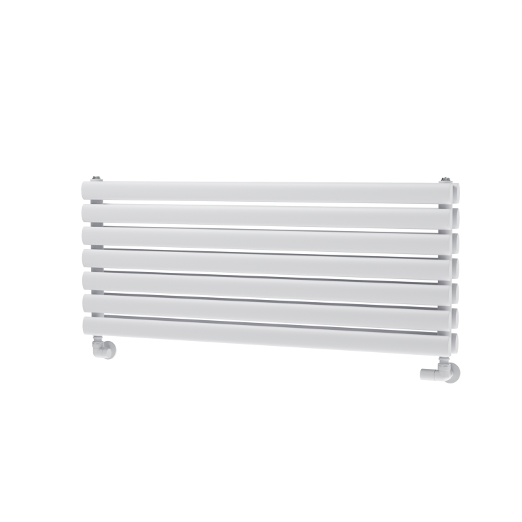 Sorrento Linea White Oval Designer Radiator 413x1000mm Double Panel 2584 BTU - Horizontal Bars