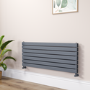Riace Linea Dark Grey Anthracite Flat Designer Radiator 490x1200mm Double Panel 3410 BTU - Horizontal Bars