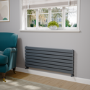 Riace Linea Dark Grey Anthracite Flat Designer Radiator 490x1200mm Double Panel 3410 BTU - Horizontal Bars