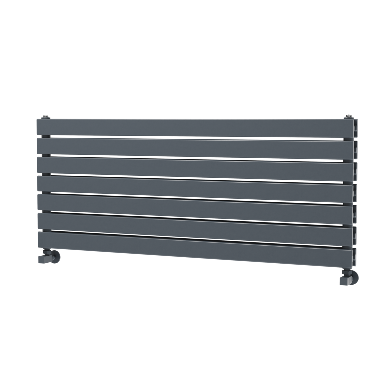 Riace Linea Dark Grey Anthracite Flat Designer Radiator 490x1200mm Double Panel 3410 BTU - Horizontal Bars