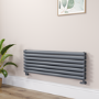Sorrento Linea Dark Grey Anthracite Oval Designer Radiator 413x1200mm Double Panel 3048 BTU - Horizontal Bars