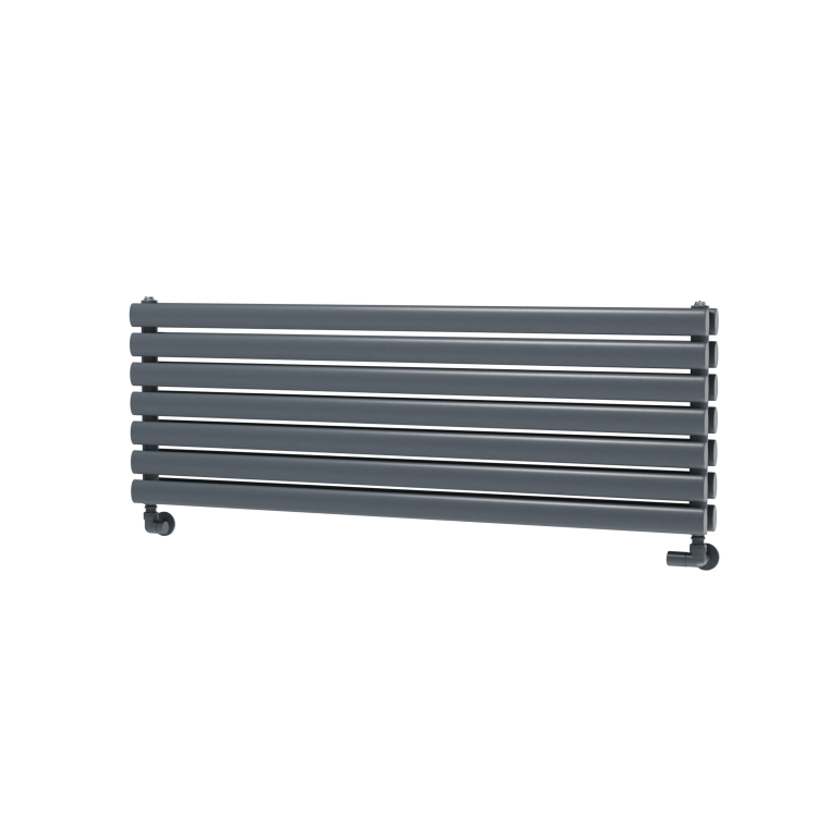 Sorrento Linea Dark Grey Anthracite Oval Designer Radiator 413x1200mm Double Panel 3048 BTU - Horizontal Bars
