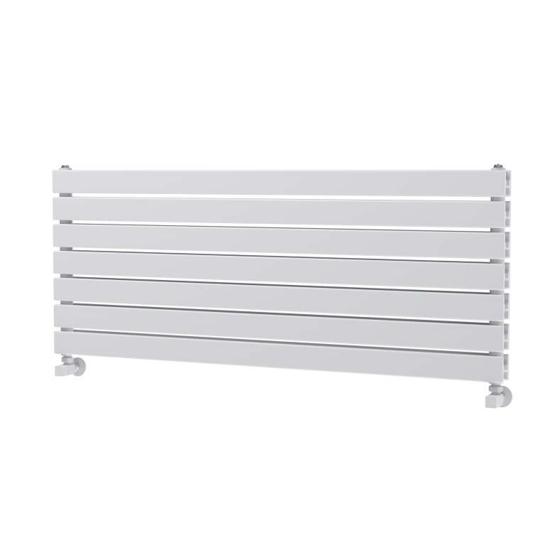 Riace Linea White Flat Designer Radiator 490x1200mm Double Panel 3410 BTU - Horizontal Bars