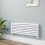 Sorrento Linea White Oval Designer Radiator 413x1200mm Double Panel 3048 BTU - Horizontal Bars