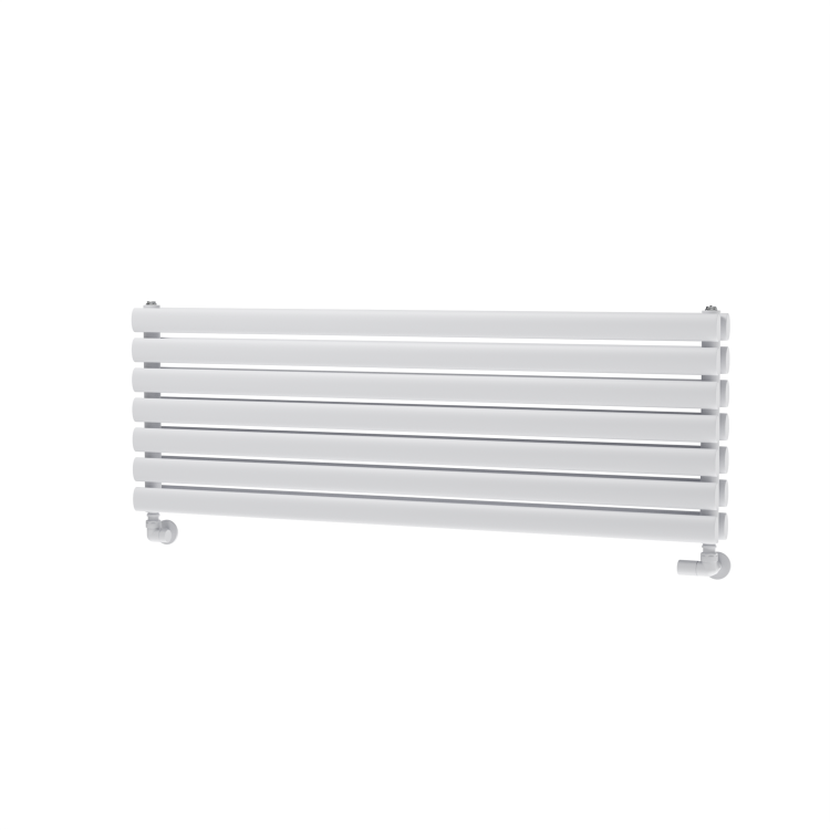 Sorrento Linea White Oval Designer Radiator 413x1200mm Double Panel 3048 BTU - Horizontal Bars