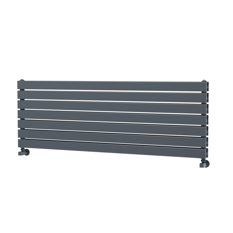 Riace Linea Dark Grey Anthracite Flat Designer Radiator 490x1400mm Double Panel 3908 BTU - Horizontal Bars