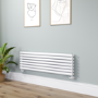 Sorrento Linea White Oval Designer Radiator 413x1400mm Double Panel 3509 BTU - Horizontal Bars