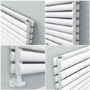 Sorrento Linea White Oval Designer Radiator 413x1400mm Double Panel 3509 BTU - Horizontal Bars