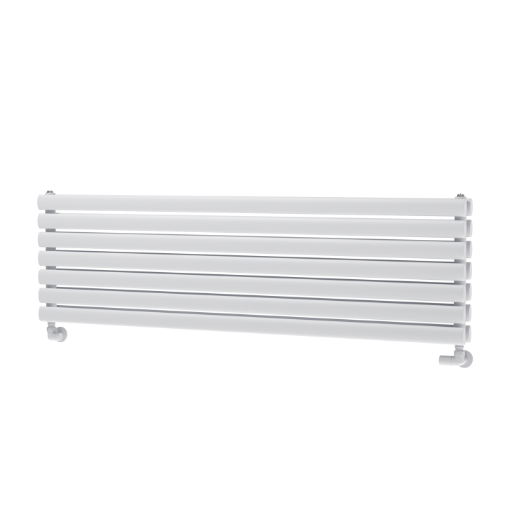 Sorrento Linea White Oval Designer Radiator 413x1400mm Double Panel 3509 BTU - Horizontal Bars