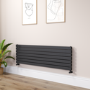 Riace Midnight Black Flat Designer Radiator 490x1600mm Double Panel 4392 BTU