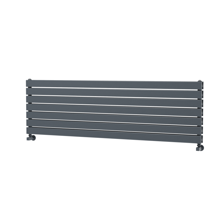 Riace Linea Dark Grey Anthracite Flat Designer Radiator 490x1600mm Double Panel 4392 BTU - Horizontal Bars