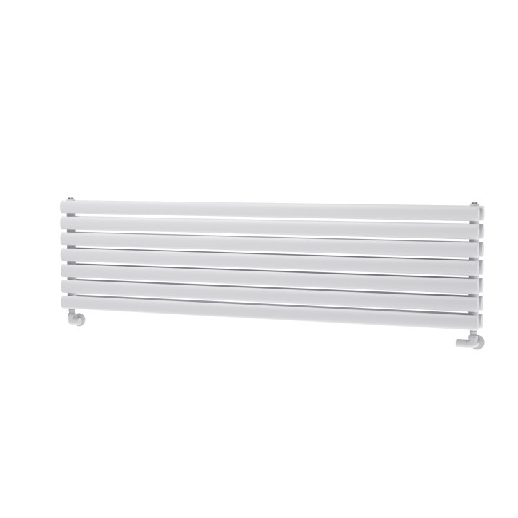Sorrento Linea White Oval Designer Radiator 413x1600mm Double Panel 3973 BTU - Horizontal Bars