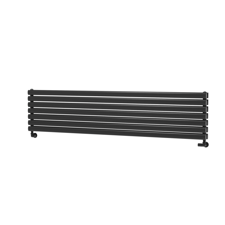 Sorrento Linea Midnight Black Oval Designer Radiator 413x1800mm Double Panel 4437 BTU - Horizontal Bars