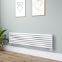 Sorrento Linea White Oval Designer Radiator 413x1800mm Double Panel 4437 BTU - Horizontal Bars