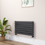 Riace Linea Midnight Black Flat Designer Radiator 490x800mm Double Panel 2369 BTU - Horizontal Bars